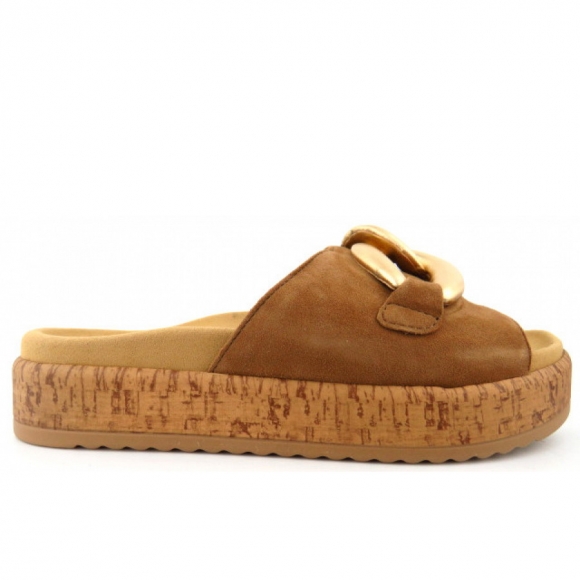 Gabor Velour walnut gold Pantolette in walnut/gold