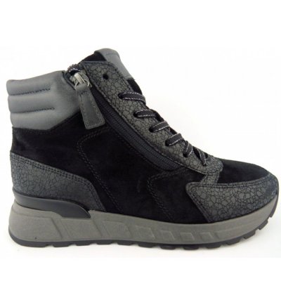 Gabor Velour/Rotto/Metal Stiefelette in 47 schw/asfalto(Micro)
