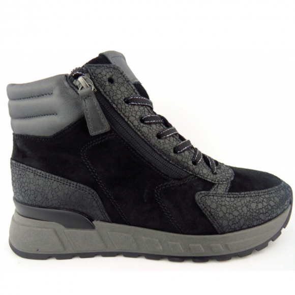 Gabor Velour/Rotto/Metal Stiefelette in 47 schw/asfalto(Micro)