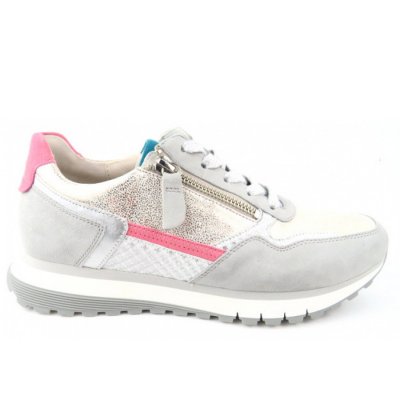 Gabor Comfort grey bianco ZIP Sneaker low in bianco/grey/pink k. Gabor Comfort grey bianco ZIP Sneaker low in bianco/grey/pink k.