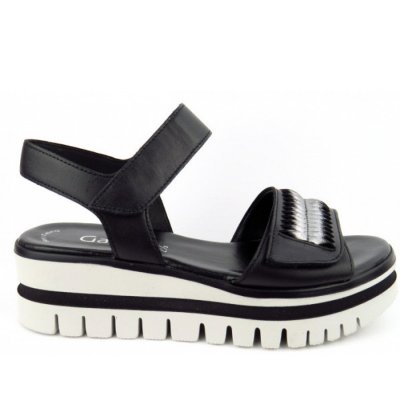 Gabor Nappa Metallic schwarz Sandale in schwarz/a silber