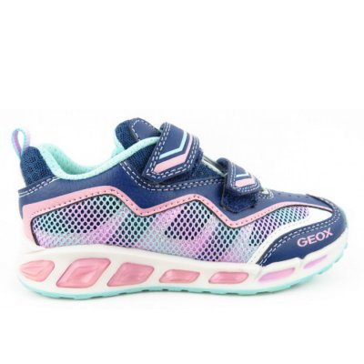 Geox J Shuttle Girl Sneaker in avio/pink