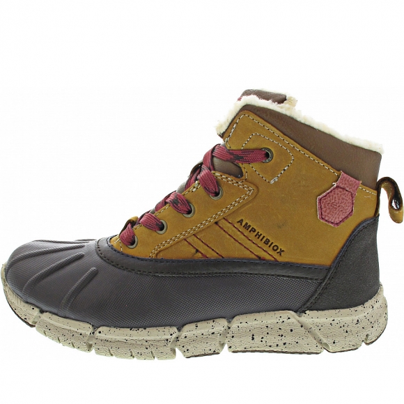 Geox Flexyper Boy B ABX Boots in lt brown-dk red