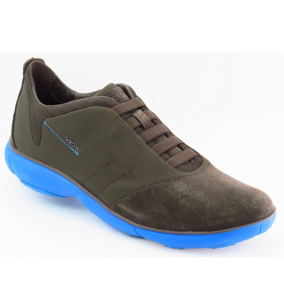 Geox Nubuk coffee Sneaker in braun/blau