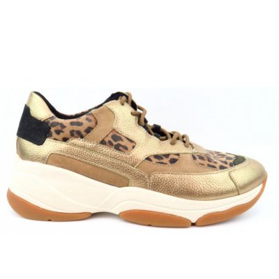 Geox D KIRYA A - PR.GO.SU MET. Sneaker in TOBACCO/DK GOLD