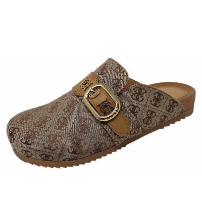 Guess Galavanta Clogs in beige brown logo Guess Galavanta Clogs in beige brown logo