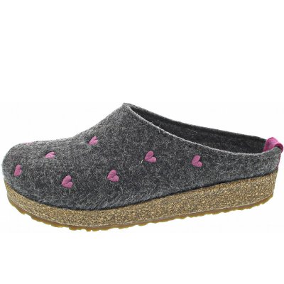 Haflinger Grizzly Cuoricino Hausschuh in anthrazit