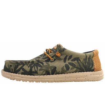 Hey Dude Wally Palm Jute Burnt Slipper in olive brown