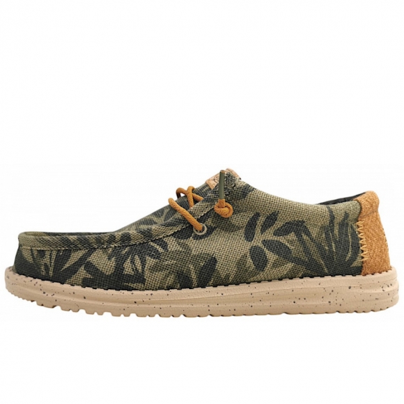 Hey Dude Wally Palm Jute Burnt Slipper in olive brown