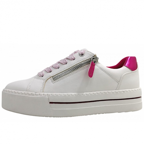 Jana sportlicher Schnürer in white/fuxia 153