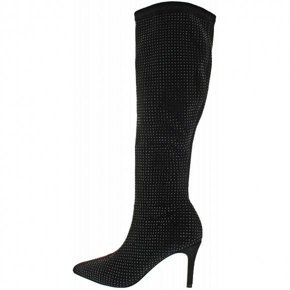La Strada Schaftstiefel in black micro + stones