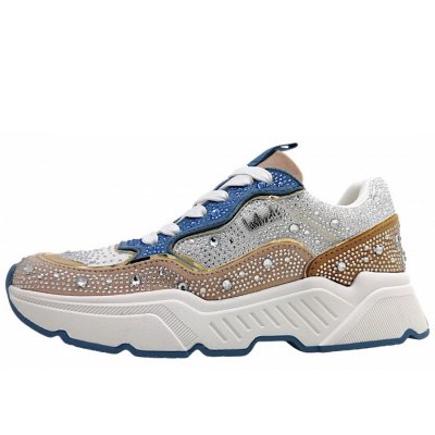 La Strada sportlicher Schnürer in sand/lt. blue 5022
