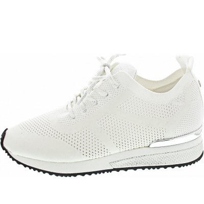 La Strada Sneaker low in white glitter knitted