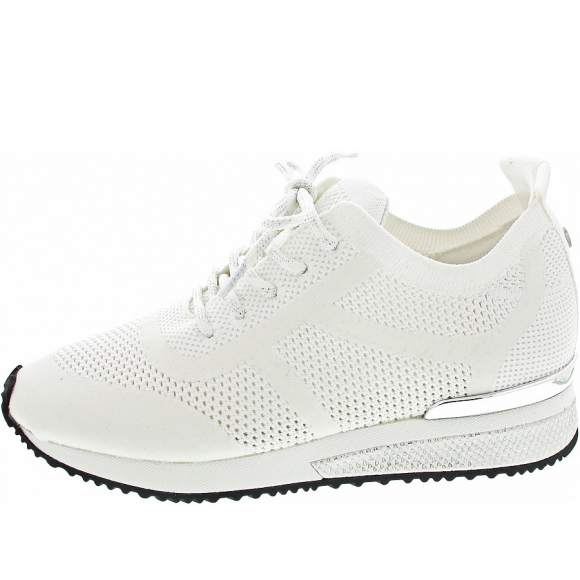 La Strada Sneaker low in white glitter knitted