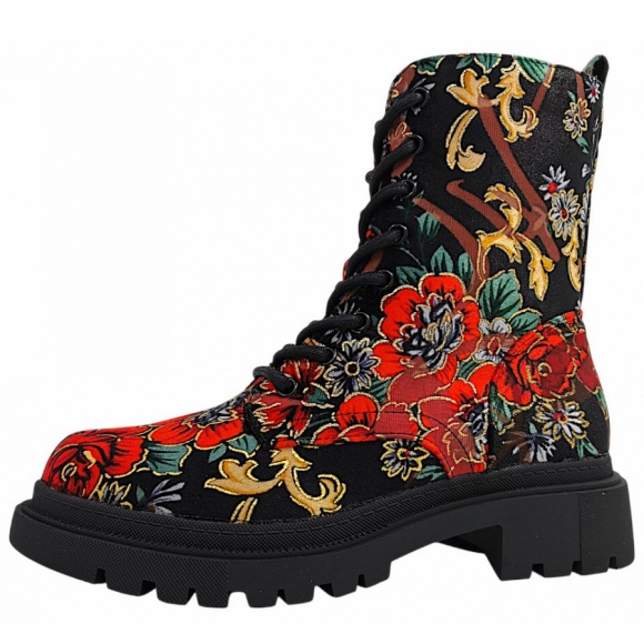 La Strada Schnürstiefel in Red flower velvet