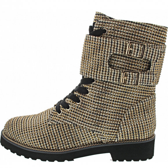 La Strada Schnürstiefel in beige textile + stones
