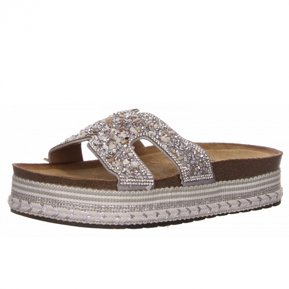 La Strada Pantolette in silber, platin
