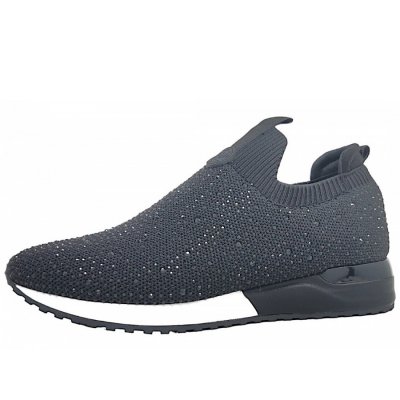 La Strada Slipper in black knitted stones