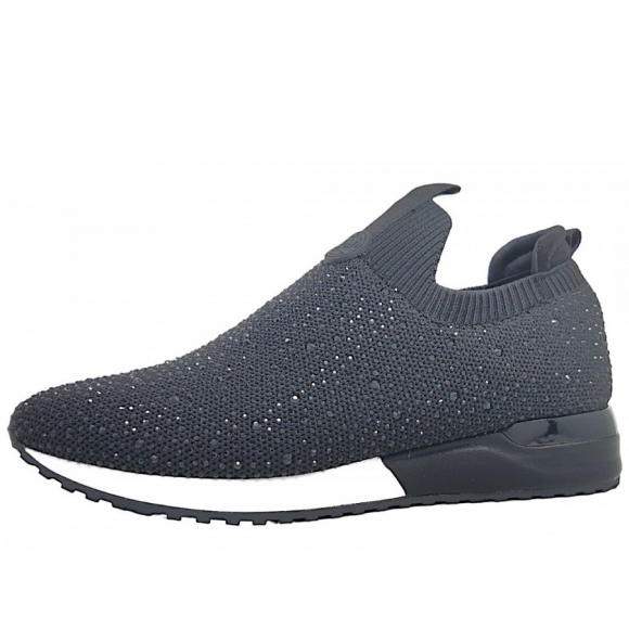 La Strada Slipper in black knitted stones
