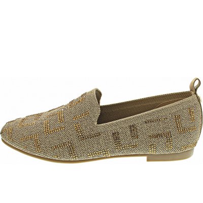 La Strada Slipper in gold knitted stones