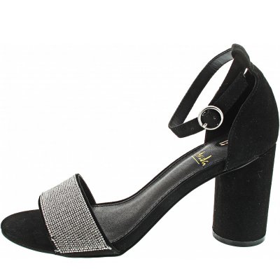La Strada Sandalette in black micro + stones