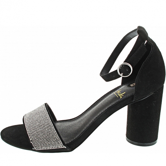 La Strada Sandalette in black micro + stones