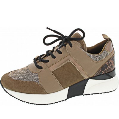 La Strada Sneaker low in micro taupe glitter