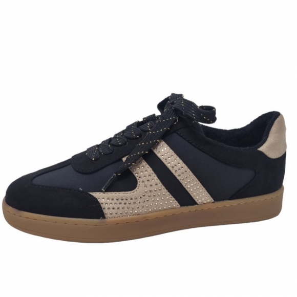 La Strada Sneaker in black beige stones