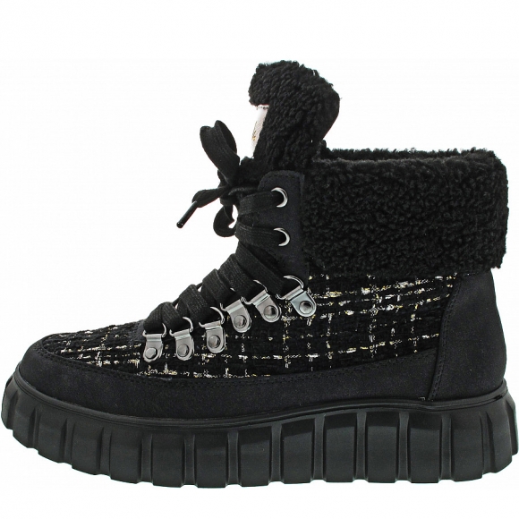 La Strada Schnürstiefel in black nubuck + tumble