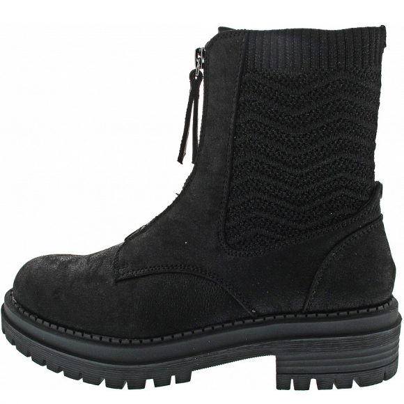 La Strada Stiefelette in black cracked pu + knitte