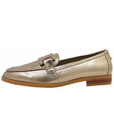 La Strada Slipper in gold cracked
