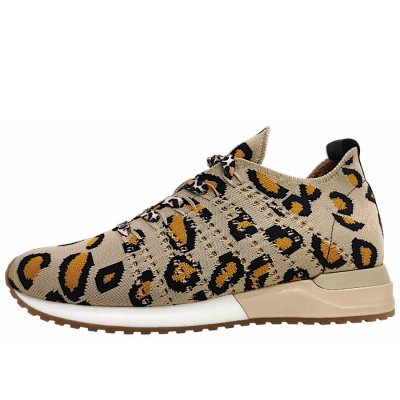 La Strada sportlicher Schnürer in dark beige/leo 4591