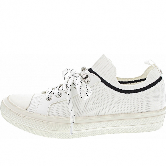 La Strada Slipper in white knitted