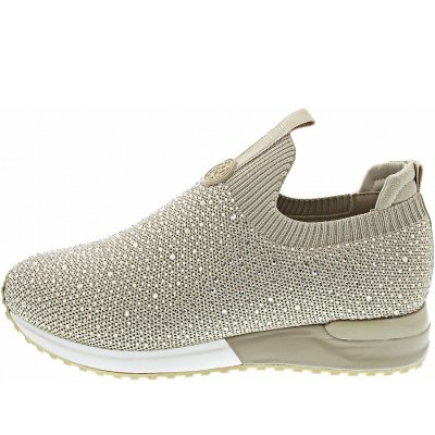 La Strada Slipper in beige knitted stones