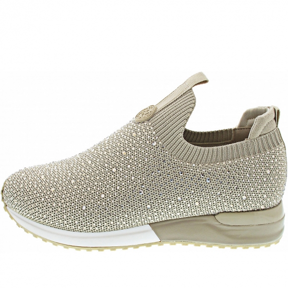 La Strada Slipper in beige knitted stones