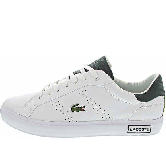 Lacoste Powercourt 2.0 Leather Sneaker low in wht-dk grn