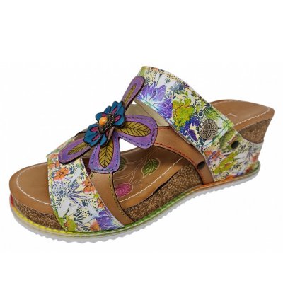 Laura Vita Pantolette in beige multi