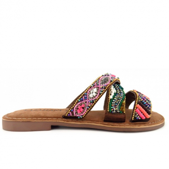 Lazamani tan mules beads Pantolette in tan