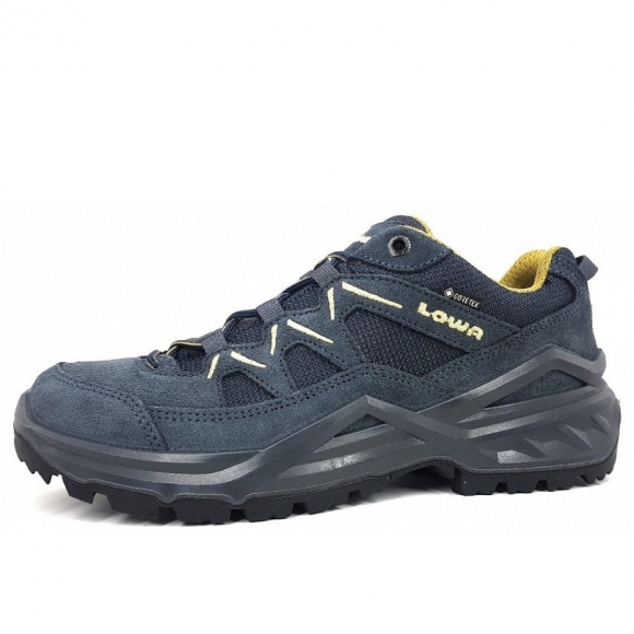 Lowa Sirkos Evo GTX Low Wanderschuh in 9785 Blau Senf