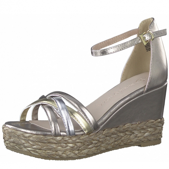 Marco Tozzi Keilsandalette in rose metalic kombi