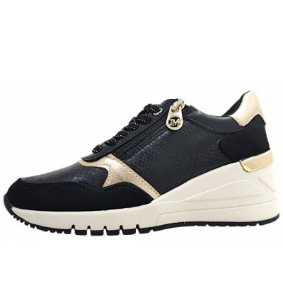 Marco Tozzi sportlicher Schnürer in black/gold 085 Marco Tozzi sportlicher Schnürer in black/gold 085