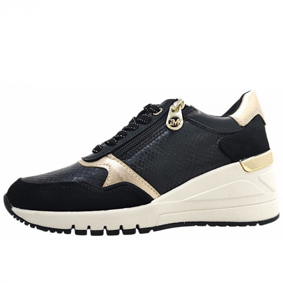 Marco Tozzi sportlicher Schnürer in black/gold 085
