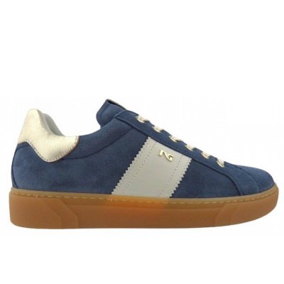 Nero Giardini Velour avio sportlicher Schnürer in blau weiss
