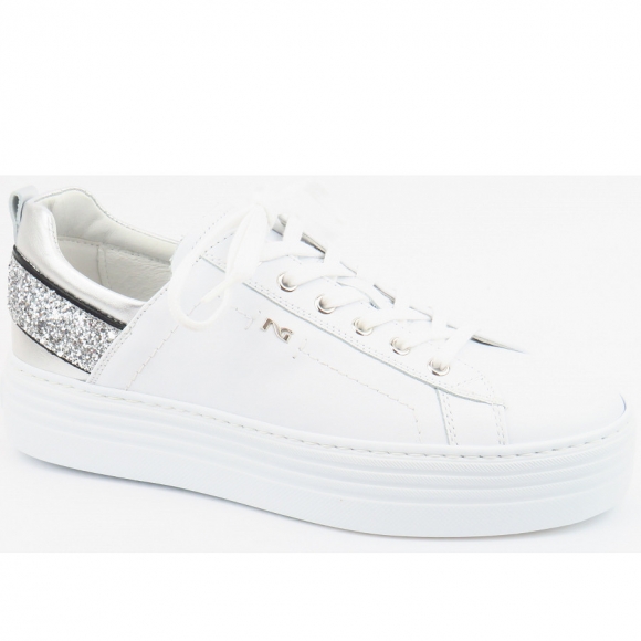 Nero Giardini Skipper Bianco glitter Sneaker in weiss silber