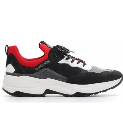 Nero Giardini Nabuk Nero Perla Sneaker in schwarz/rot/weiss