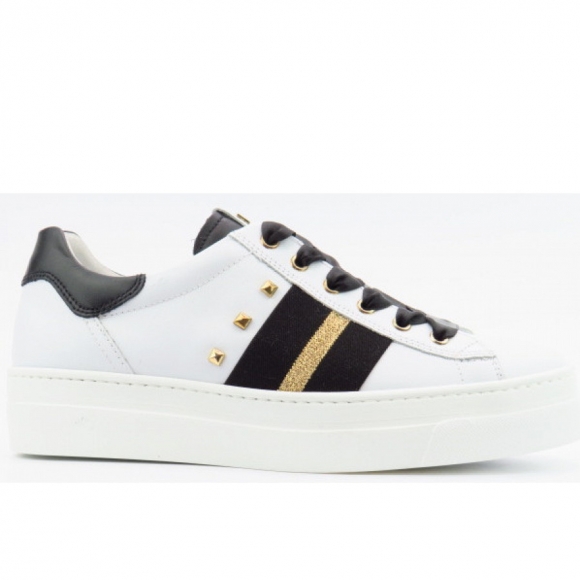 Nero Giardini Skipper Bianco Sneaker in weiss/schwarz/gold