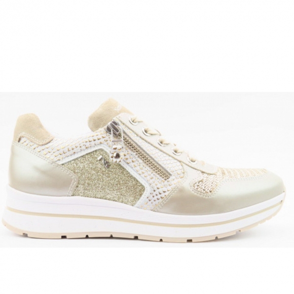 Nero Giardini Nappa/Met. elfenbein/gold Sneaker in perl Savana
