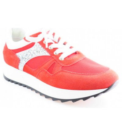 Nero Giardini Velour rosso/silber Sneaker in rosso/silber Nero Giardini Velour rosso/silber Sneaker in rosso/silber