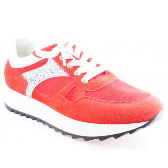 Nero Giardini Velour rosso/silber Sneaker in rosso/silber