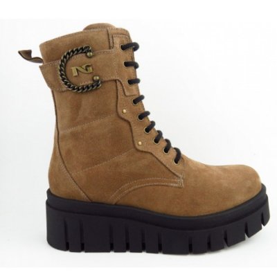 Nero Giardini Velour braun ZIP Stiefelette in mittelbraun